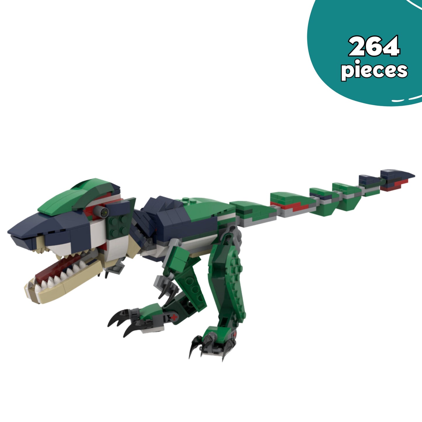 Blue-Green Allosaurus - 264 Pieces Building Set